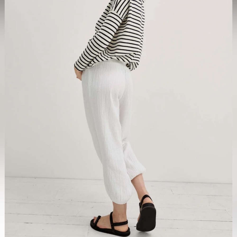 Hatch White Cropped Crinkle Pants